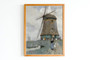 Vintage Dutch countryside windmill canvas, custom names for a couple, classic living room wall decor, housewarming gift