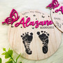 Personalized Butterfly Baby Footprints Wall Art - Newborn Keepsake With Name And Birth Stats, Perfect Nursery Decor