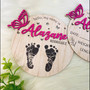Personalized Butterfly Baby Footprints Wall Art - Newborn Keepsake With Name And Birth Stats, Perfect Nursery Decor