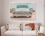 Vintage Pink Teal Car Canvas For Enthusiasts Living Room Decor