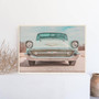 Vintage Pink Teal Car Canvas For Enthusiasts Living Room Decor