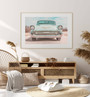 Vintage Pink Teal Car Canvas For Enthusiasts Living Room Decor