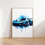 Car Enthusiast Wall Art Set For Boys - Watercolor Canvas Prints - Sports Car Bedroom Decor Gift