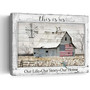 Rustic windmill canvas wall art with vintage barn and weathered flag, adding farmhouse charm to living room decor