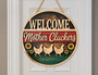 Humorous Welcome Mother Cluckers Chicken Sign - Rustic Animal Farm Porch DéCor With Sunflowers
