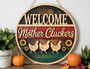 Humorous Welcome Mother Cluckers Chicken Sign - Rustic Animal Farm Porch DéCor With Sunflowers