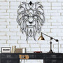 Geometric Metal Lion Wall Art For Office Decor - Stylish Metal Wall Sign Design