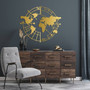 Geometric World Map Metal Wall Art For Home And Office Decor - Trendy Metal Sign Decoration