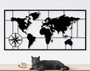 Geometric World Map Metal Sign For Living Room - Modern Art Work 2024