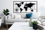 Geometric World Map Metal Sign For Living Room - Modern Art Work 2024