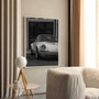Vintage German car poster canvas, timeless monochrome print, study or office wall art for fans of classic design.