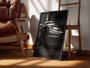 Classic German sports car canvas, black-and-white detail artwork, minimalist living room decor for avid car lovers