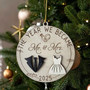 Mr And Mrs Wall Decor For Couples - Personalized 2025 Wedding Gift - First Christmas Married Wooden Ornament