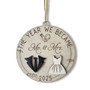 Mr And Mrs Wall Decor For Couples - Personalized 2025 Wedding Gift - First Christmas Married Wooden Ornament