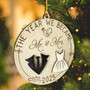 Mr And Mrs Wall Decor For Couples - Personalized 2025 Wedding Gift - First Christmas Married Wooden Ornament