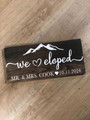 Personalized Mr And Mrs Wall Decor Elopement Wood Sign With Mountain Scene - Anniversary Gift For Couples