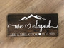 Personalized Mr And Mrs Wall Decor Elopement Wood Sign With Mountain Scene - Anniversary Gift For Couples