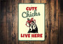 Cute Chicks Metal Sign - Animal Farm Decor For Coops And Farmers