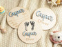 Touching Baby Footprints Wall Art For Nursery Decor - Custom Name And Birth Stats Announcement Sign