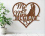 Heartfelt Mr And Mrs Metal Wall Decor Sign - Perfect For Weddings And Anniversary Gifts