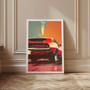 Vintage muscle car canvas wall art, abstract Dodge Charger in retro style, portrait layout for living room or office decor Vintage muscle car canvas wall art, abstract Dodge Charger in retro style, portrait layout for living room or office decor