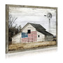 Rustic Windmill Wall Decor Canvas - Grey Barn Painting For Farmhouse Living Room