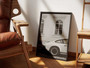 Iconic Black And White Vintage Car Canvas For Garage And Living Room Decor - Perfect For Car Enthusiasts