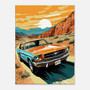 Retro Mustang desert highway canvas art, classic muscle car vibe, wall decor for living room or garage, gift for car lovers