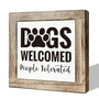 Welcome Animal Farm Wooden Sign For Farmhouse & Pet Decor - Dogs Welcomed People Tolerated Gift
