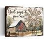 Rustic Farmhouse Windmill Canvas - American Barn Print For Bedroom DéCor - Ready To Hang