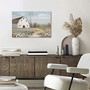 Rustic Farmhouse Windmill Canvas For Bedroom - Blue Sky And Floral Decor