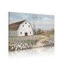 Rustic Farmhouse Windmill Canvas For Bedroom - Blue Sky And Floral Decor