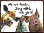 Embossed Metal Sign 'We Are Family', Farm Animal Tin Sign, Animal Sign on Vintage Metal