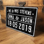 Personalised Wedding Metal Mr and Mrs Sign - Vintage Car Number Plate