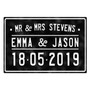 Personalised Wedding Metal Mr and Mrs Sign - Vintage Car Number Plate