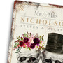 Personalised Wedding Sign Metal Wall Door Decor Gothic Skulls Bride Groom Home Decor