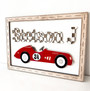 Customizable Race Car Wood Sign For Car Enthusiasts - Boho Nursery Decor With Checkered Alphabet Design