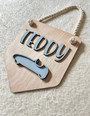 Personalized Vintage Racing Car Wood Sign For Boys' Playroom And Nursery Decor
