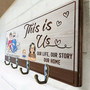 Personalized Family Cartoon Wooden Wall Key Holder For Couples - Home Sweet Home Decor Gift