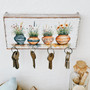 Rustic Garden-Themed Decorative Wall Key Holder With Flower Pots For Entryway