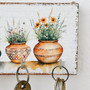 Rustic Garden-Themed Decorative Wall Key Holder With Flower Pots For Entryway