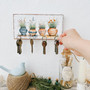 Rustic Garden-Themed Decorative Wall Key Holder With Flower Pots For Entryway