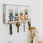 Rustic Garden-Themed Decorative Wall Key Holder With Flower Pots For Entryway