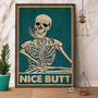 Nice Butt Skeleton Wall Art Canvas - Retro Humor Decor For Bathroom