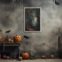 Gothic Dark Academia Canvas - Moody Fall Moon Halloween Art For Family Room