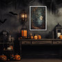 Gothic Dark Academia Canvas - Moody Fall Moon Halloween Art For Family Room