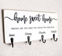 Rustic Home Sweet Home Key Rack - Personalized House Key Holder With Family Name