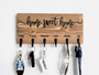 Rustic Home Sweet Home Key Rack - Personalized House Key Holder With Family Name