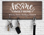 Personalized Key Rack Wall Home Sweet Home- Thoughtful Wedding And Housewarming Gift
