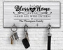 Bless This Home Personalized Wood Key Holder For Family - Housewarming Or Wedding Gift